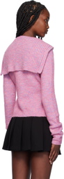 GANNI Pink Highneck Zip Cardigan