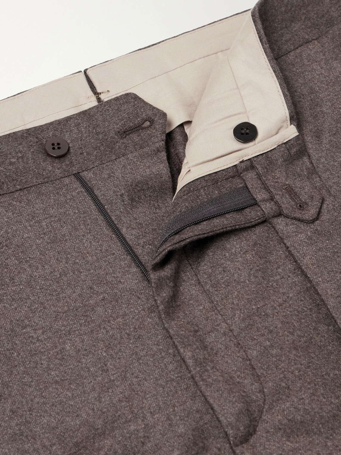Stòffa - Straight-Leg Wool and Cashmere-Blend Flannel Trousers - Brown