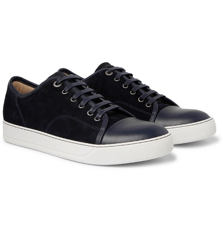 Photo: Lanvin - Cap-Toe Suede and Leather Sneakers - Navy
