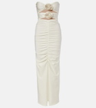 Adriana Degreas Cutout floral-appliqué ruched maxi dress