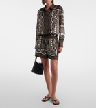 Nili Lotan Frances printed silk twill shorts