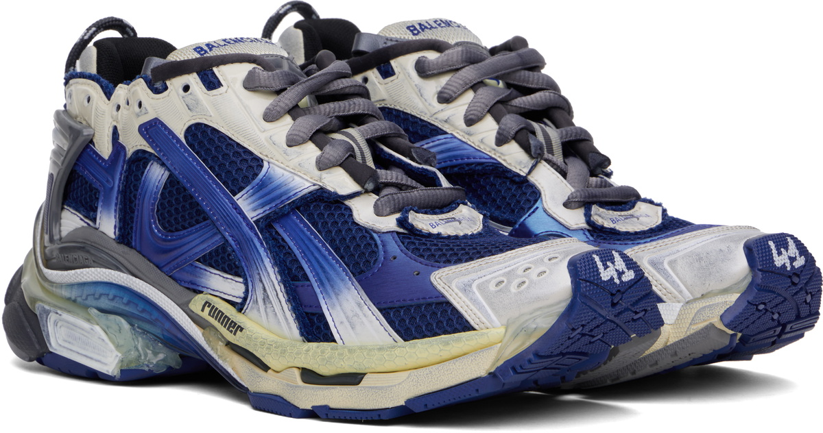 Balenciaga Navy & Off-White Runner Gradient Sneakers Balenciaga