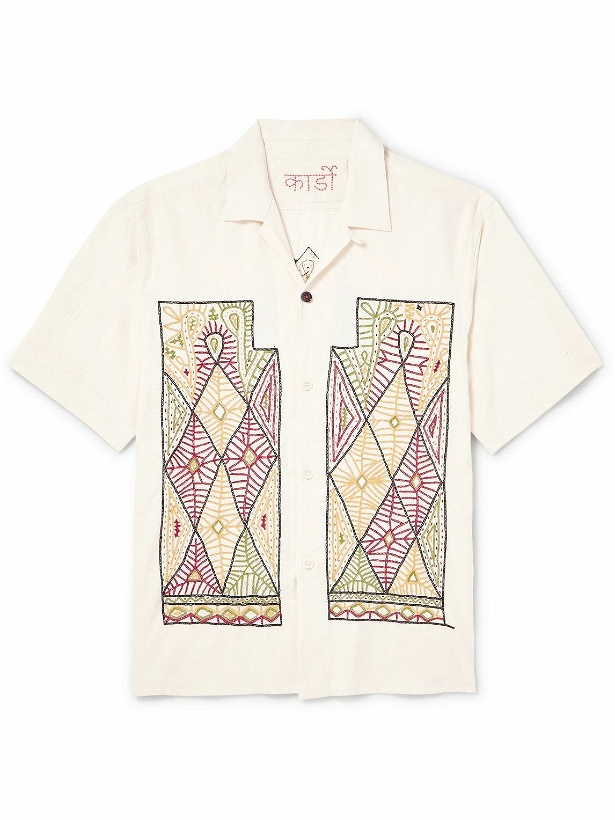 Photo: Kardo - Craft Ayo Convertible-Collar Embroidered Cotton Shirt - White