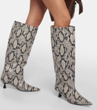 Ganni Snake-effect knee-high boots