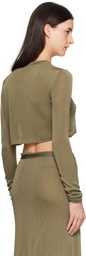 The Frankie Shop Khaki Kazel Cropped Thin Knit T-shirt