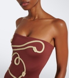 Johanna Ortiz Embroidered strapless swimsuit