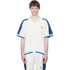 Casablanca Off-White & Blue Short Sleeve Crochet Shirt