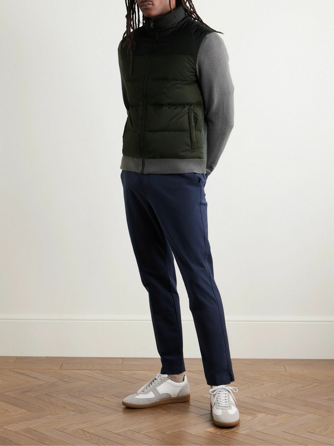 James Perse - Colour-Block Panelled Wool and Cashmere-Blend and Quilted Shell Down Jacket - Black