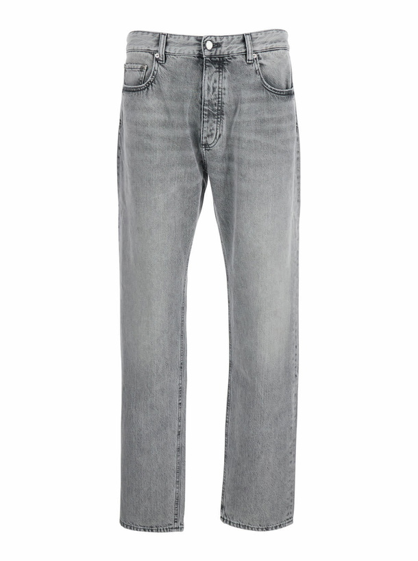 Photo: Icon Denim Grey Pants With Belt Loops And Rear Logo Patch In Denim Man