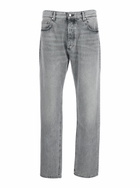 Icon Denim Grey Pants With Belt Loops And Rear Logo Patch In Denim Man