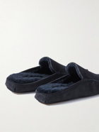 Manolo Blahnik - Crawford Suede Slippers - Blue