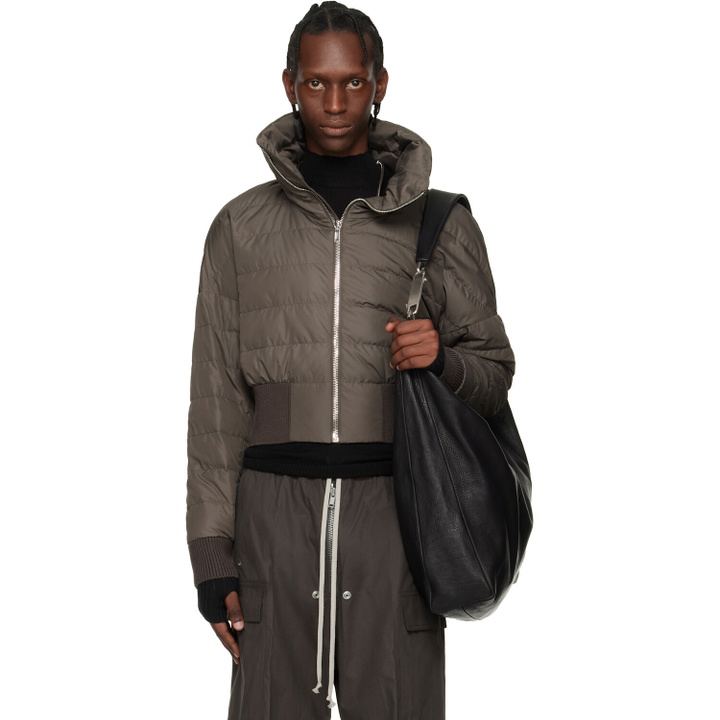 Photo: Rick Owens Moncler + Rick Owens Gray Cropped Down Jacket