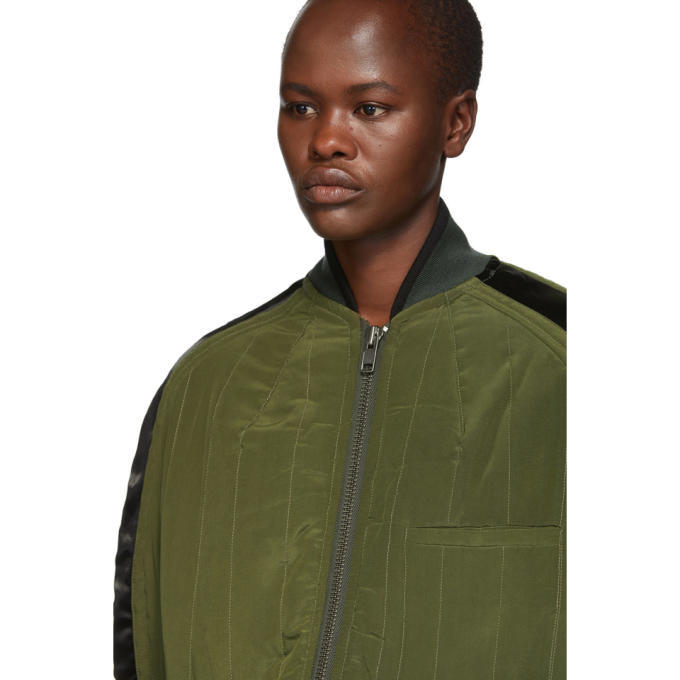 Haider Ackermann Green Silk Sophora Bomber Jacket Haider Ackermann