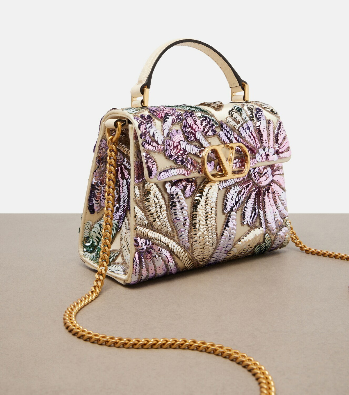Valentino Garavani VSling Mini sequined satin top-handle bag