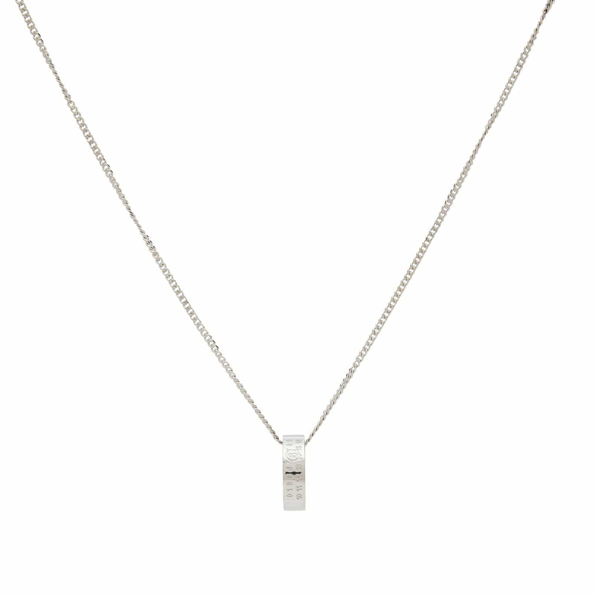 MM6 Maison Margiela Men's Number Logo Ring Necklace in Polished Silver