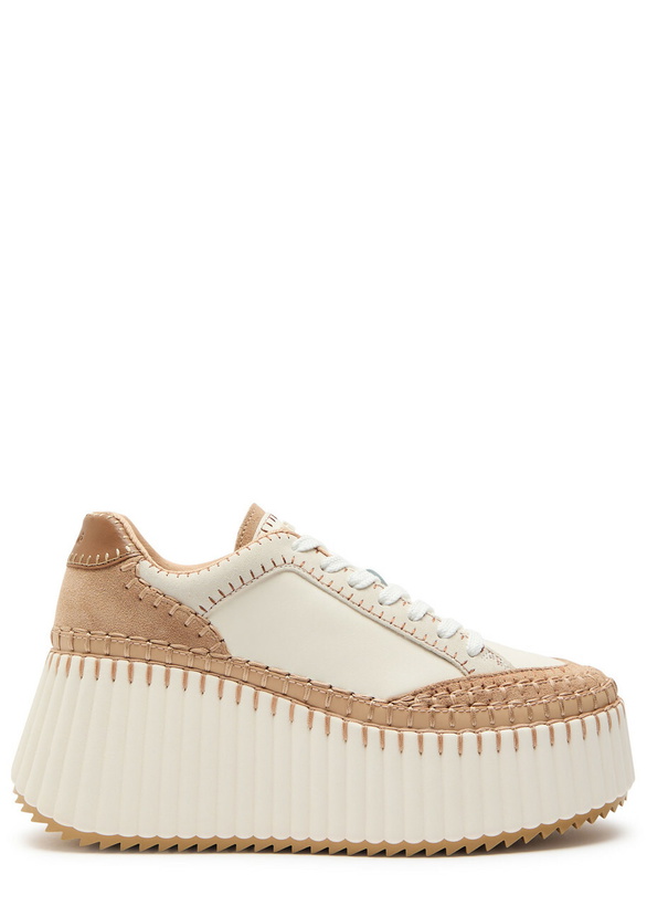 Photo: Chloe Nama 80 Panelled Leather Sneakers Beige