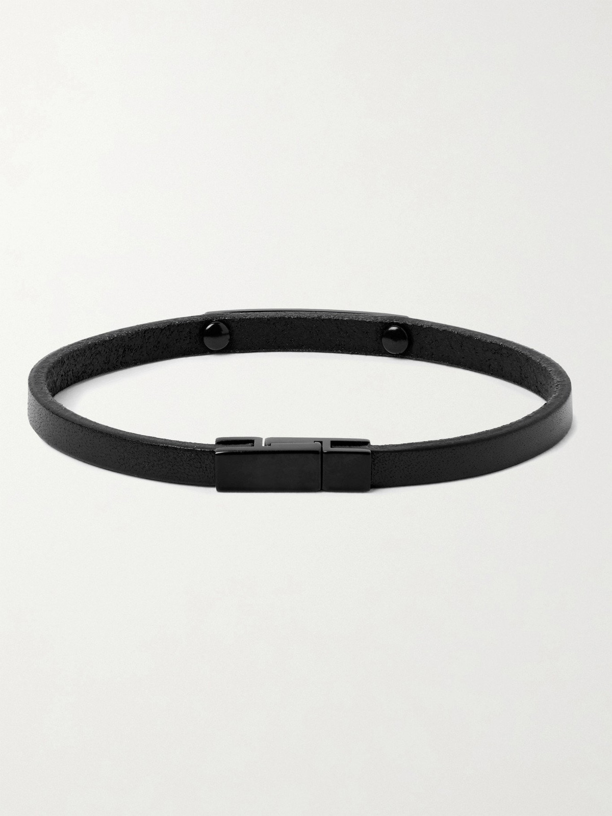 ブレスレット SAINT LAURENT BLACK LEATHER BRACELET WITH LOGO Saint Laurent Leather YSL Monogram Bracelet, Black, Size