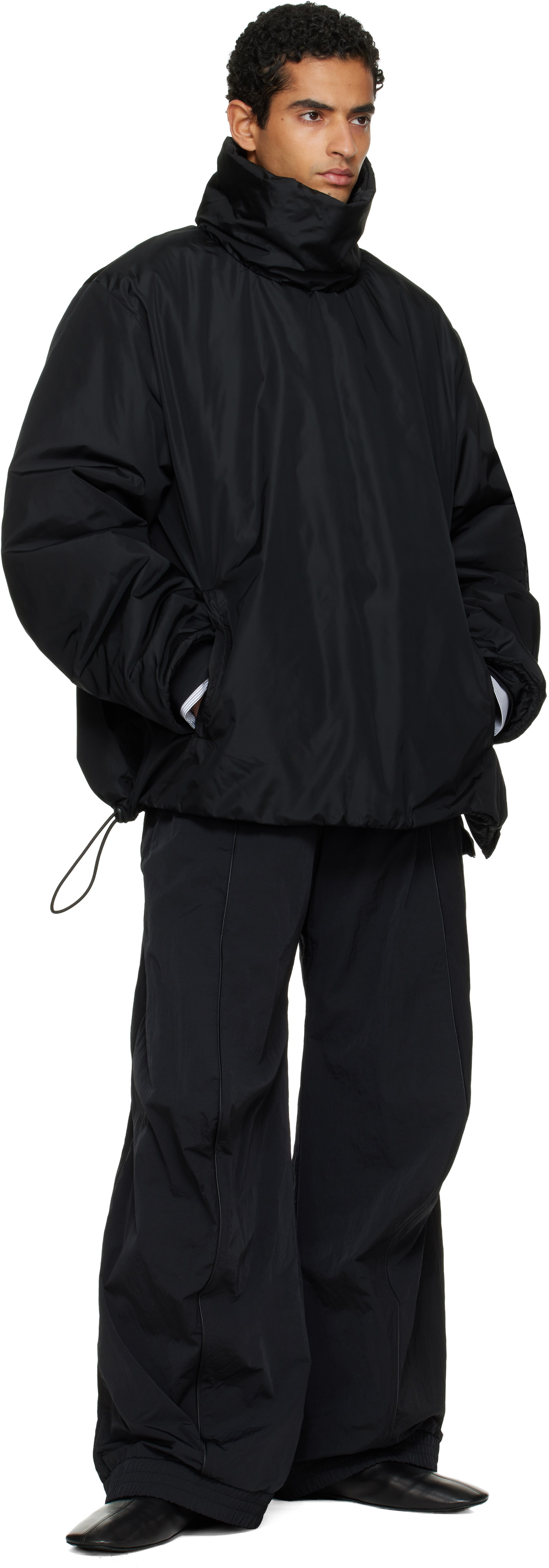 ALAINPAUL Black Oversized Padded Minimalist Anorak