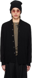 DEVOA Black Stand Collar Cardigan