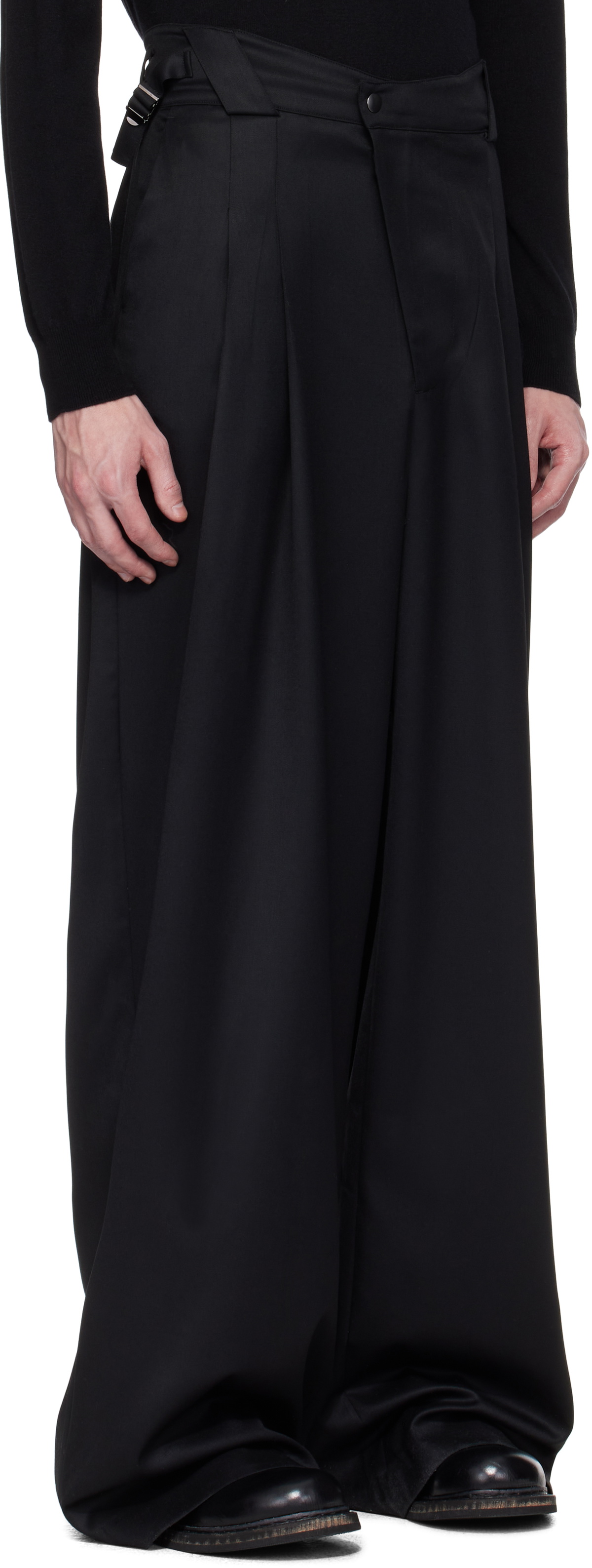 CMMAWEAR Black Wide Fluid Trousers