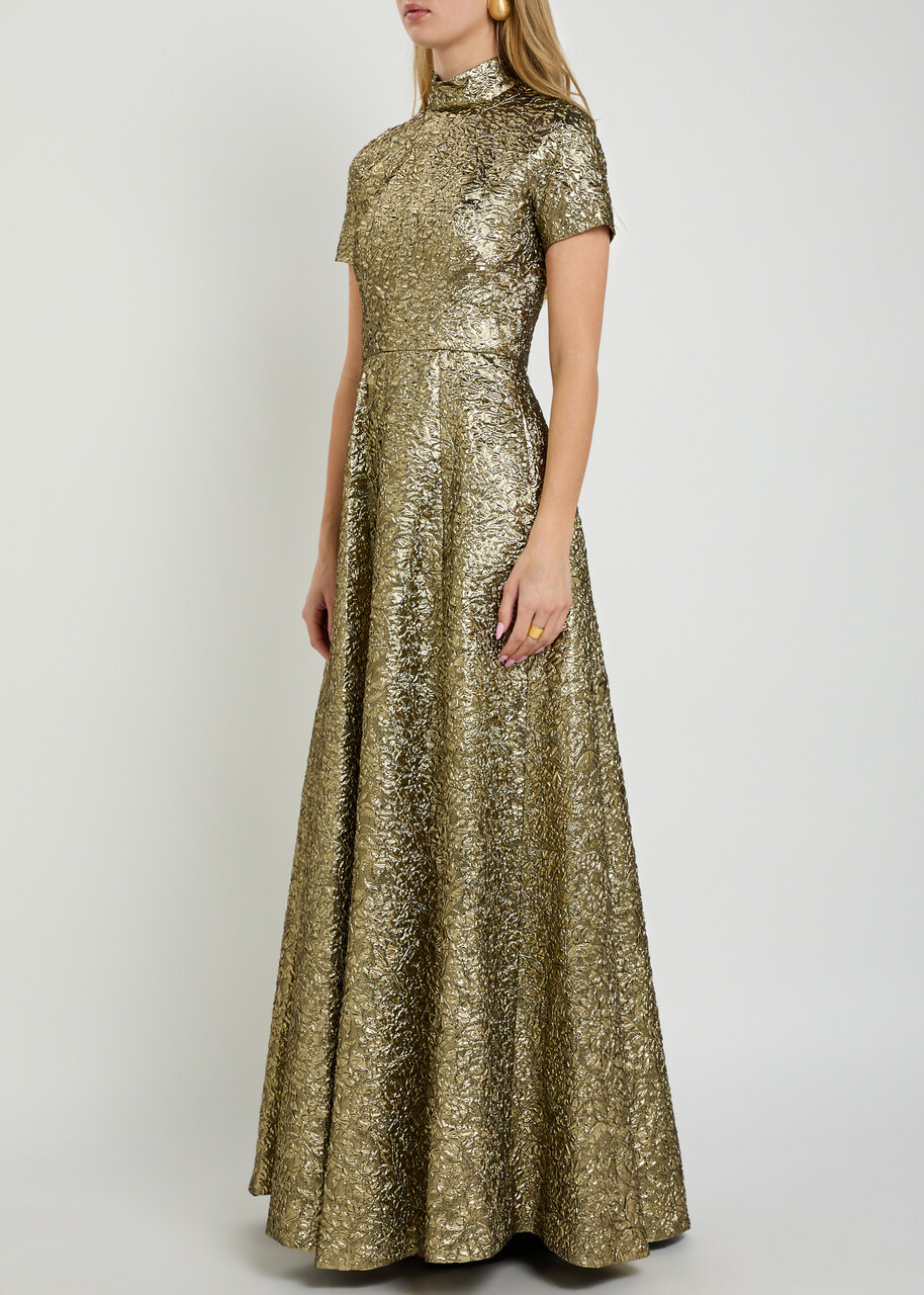 Emilia Wickstead Malinda Floral-jacquard Metallic Cloqué Gown Gold