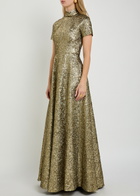 Emilia Wickstead Malinda Floral-jacquard Metallic Cloqué Gown Gold