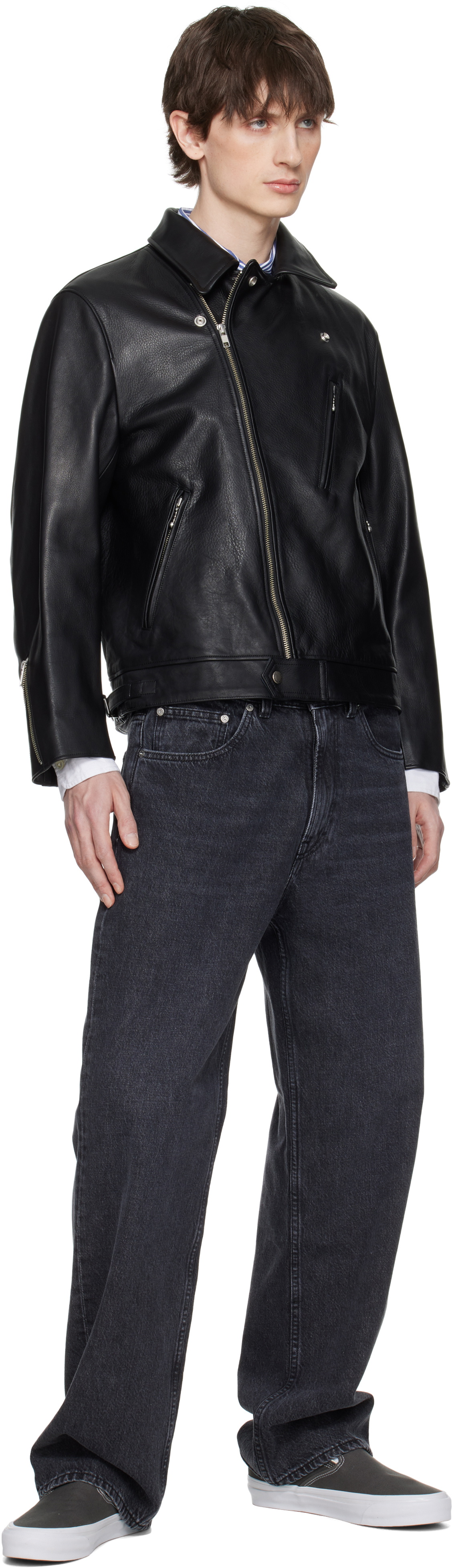 WACKO MARIA Black Double Riders Leather Jacket Wacko Maria