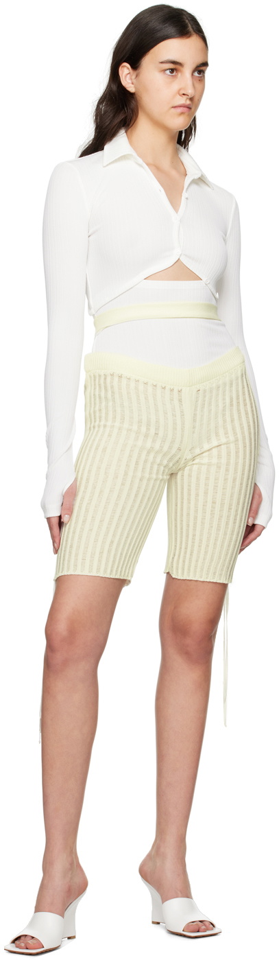 ANDREĀDAMO Off-White Floating Rib Shorts