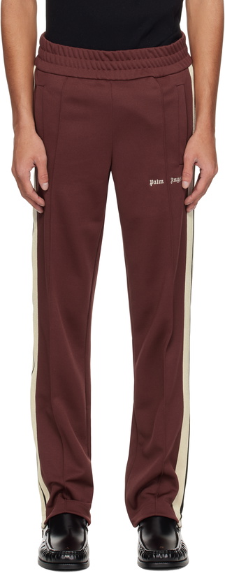 Photo: Palm Angels Burgundy Embroidered Logo Track Pants