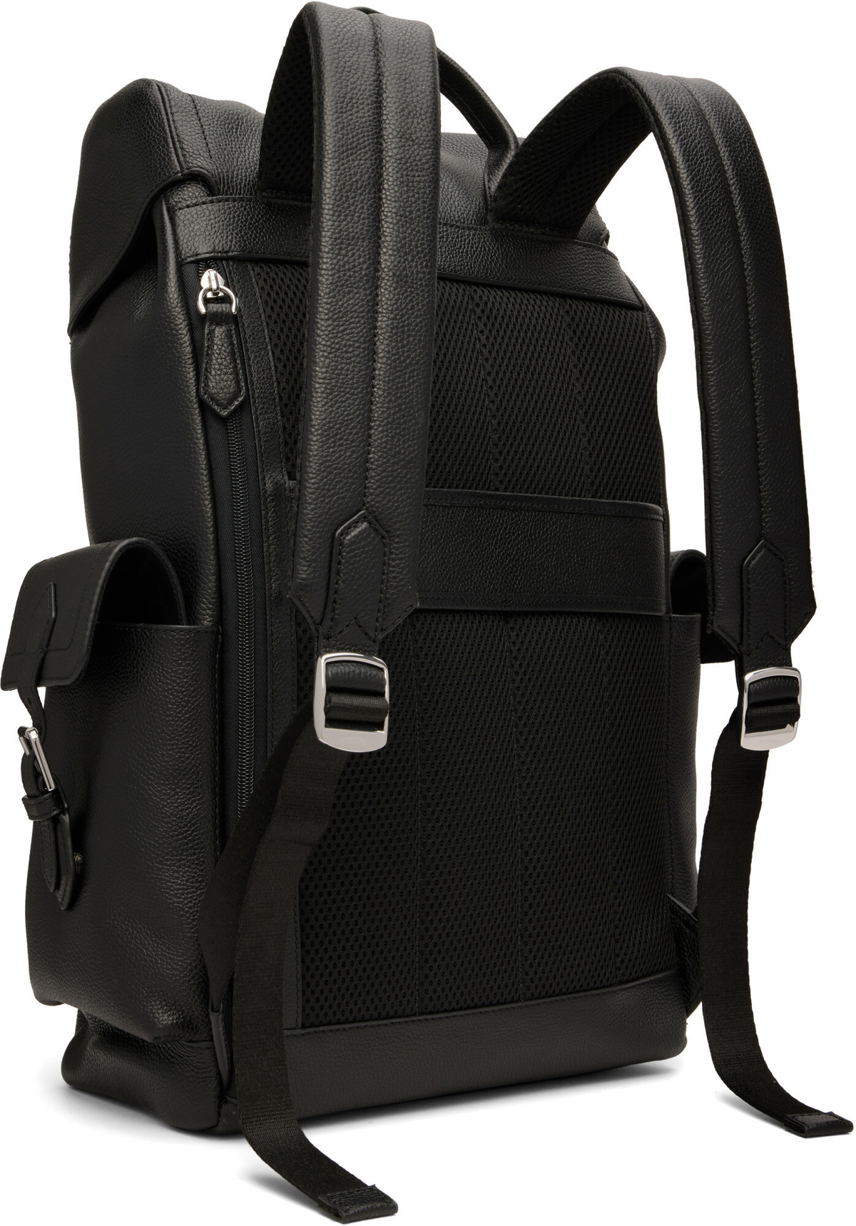 Polo Ralph Lauren Black Pebbled Leather Backpack