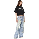 Palm Angels Black Dripping Curved Logo Boxy T-shirt