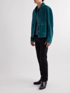 Etro - Embroidered Suede Trucker Jacket - Blue