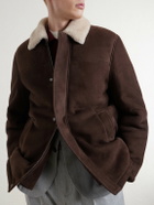Canali - Shearling-Trimmed Suede Jacket - Brown