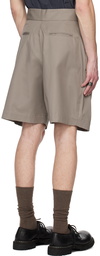 AARON ESH Taupe Pleated Shorts