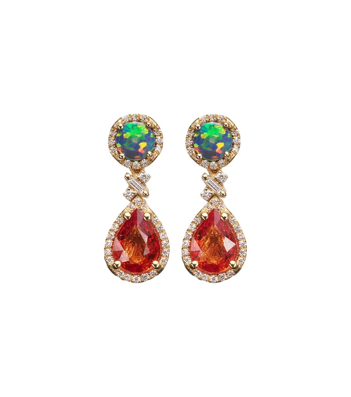 Photo: Suzanne Kalan Doublet 18kt gold drop earrings with gemstones
