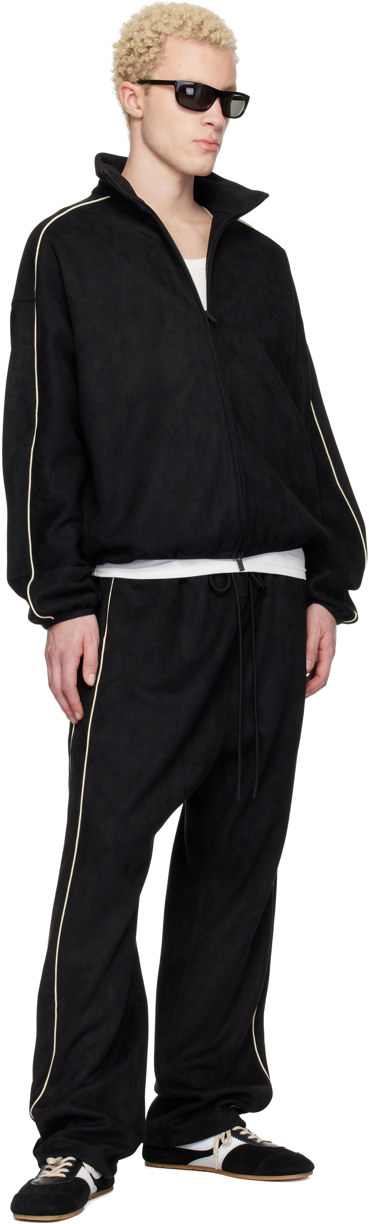 Fear of God ESSENTIALS Black Faux-Suede Fleece Signature Modern Track Jacket