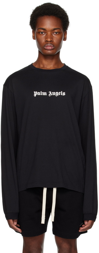 Photo: Palm Angels Black Printed Long Sleeve T-Shirt