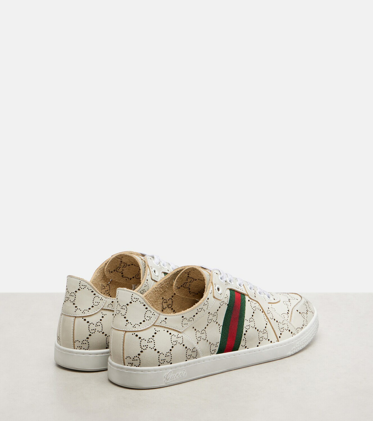 Gucci Stretch GG Web Stripe leather sneakers
