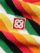 Casablanca - Logo-Appliqued Striped Cotton-Blend Terry Robe - Orange