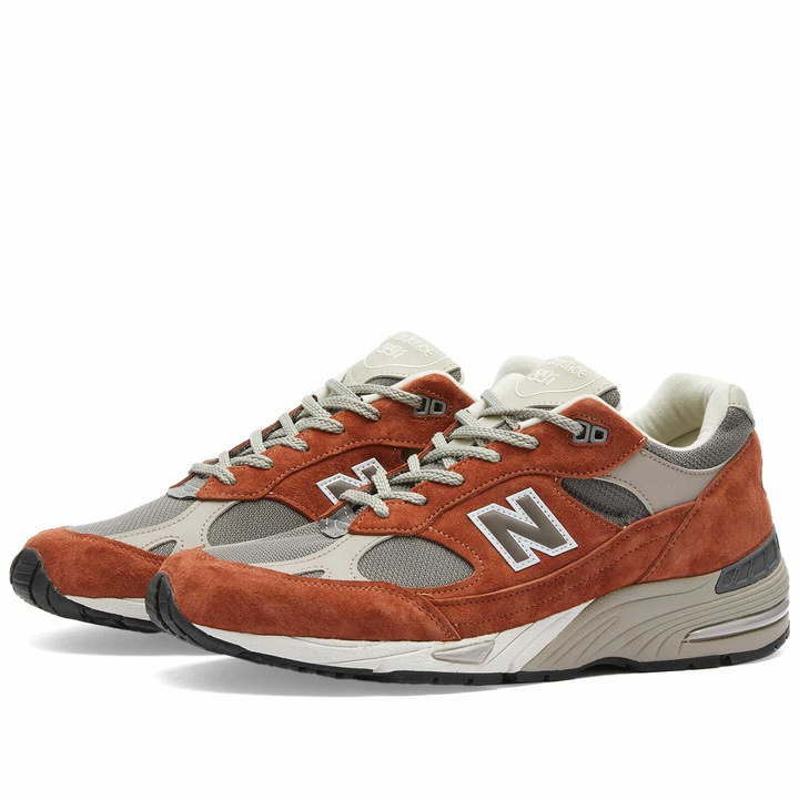 Photo: New Balance Men's M991PTY - Made in UK Sneakers in Orange/Grey