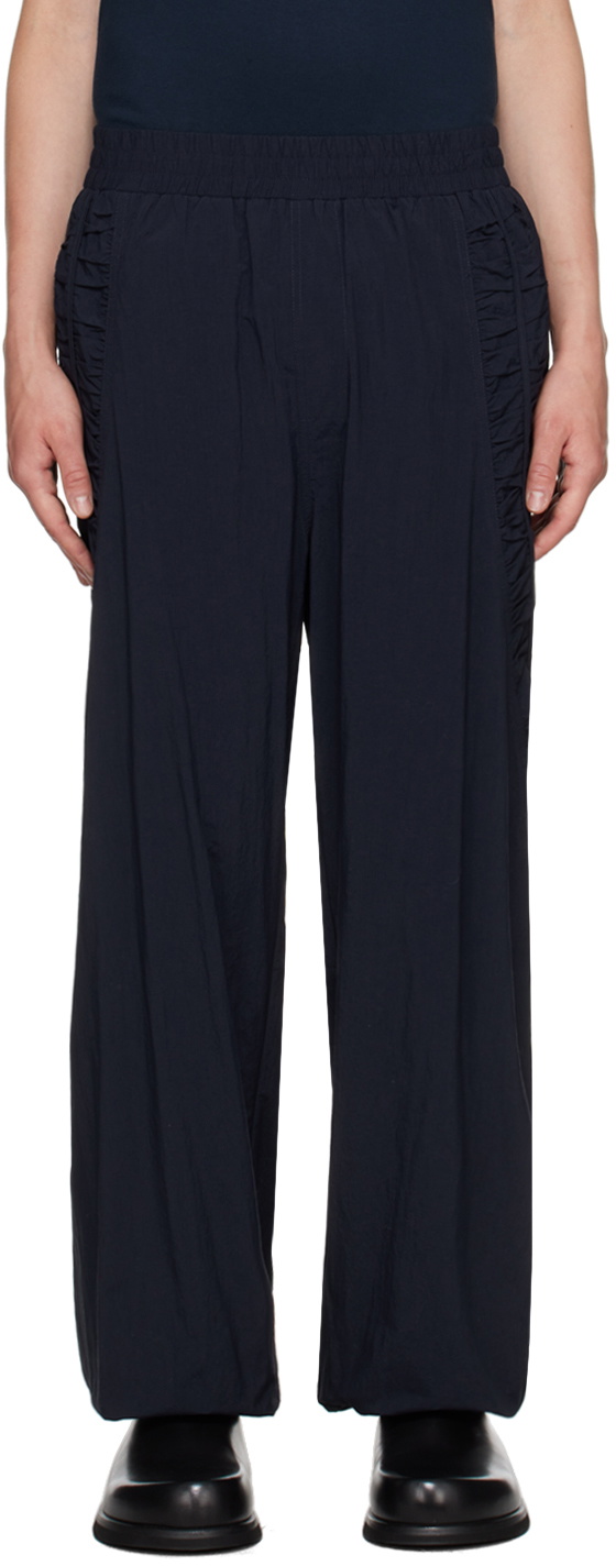 SAGE NATION Navy Box Pleat Trousers SAGE NATION