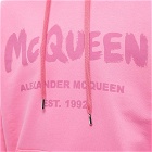 Alexander McQueen Men's Grafitti Logo Popover Hoody in Sugar Pink/Pink