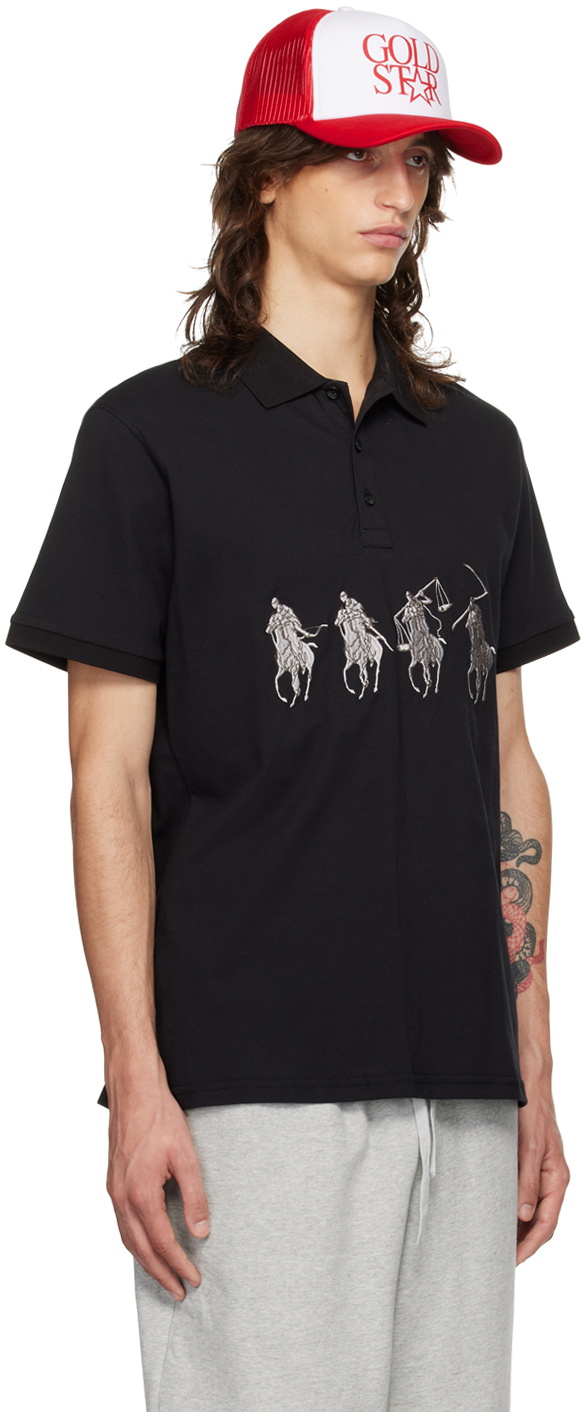 Praying Black Embroidered Horsemen Polo Praying