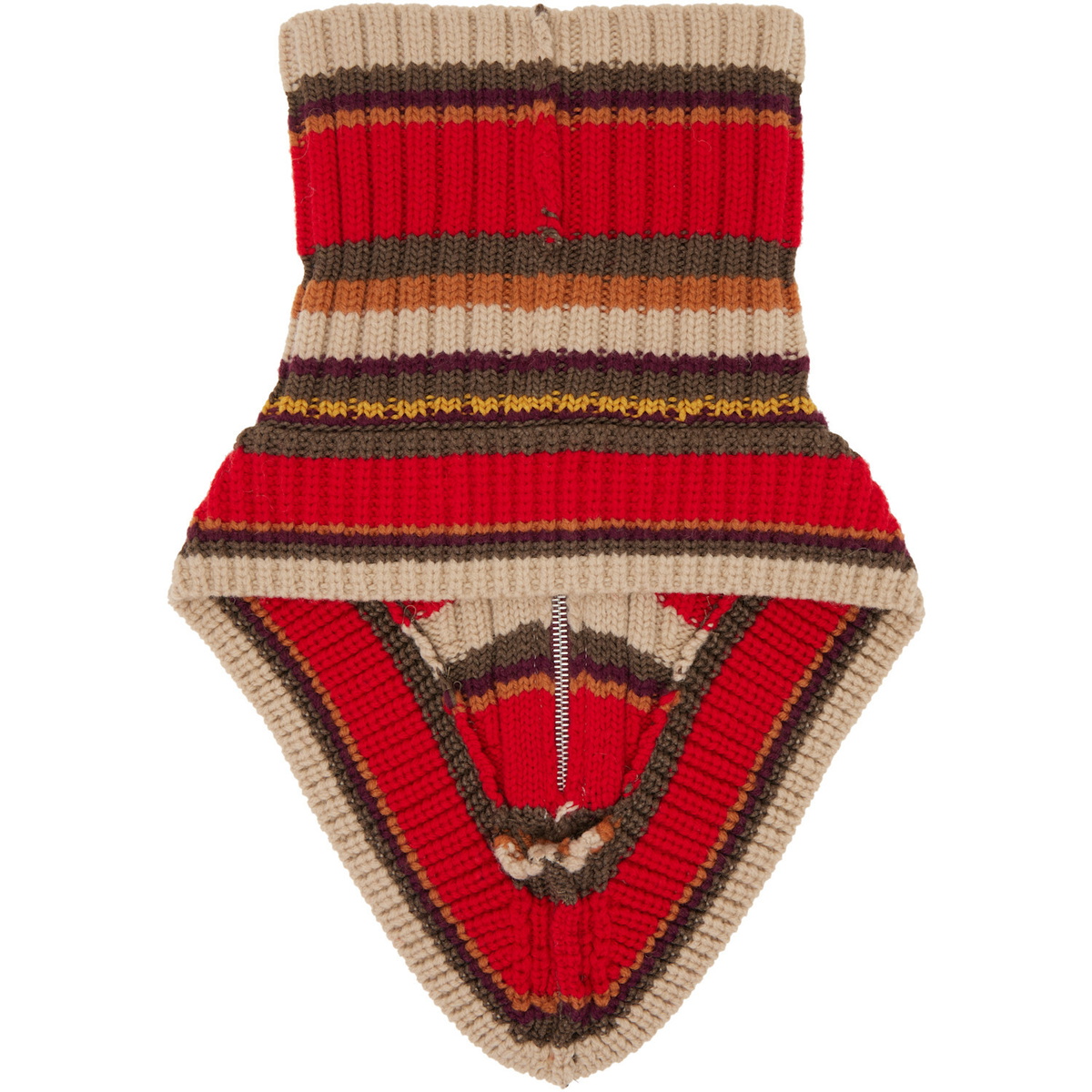 Dries Van Noten Red Wool Zip Collar Scarf