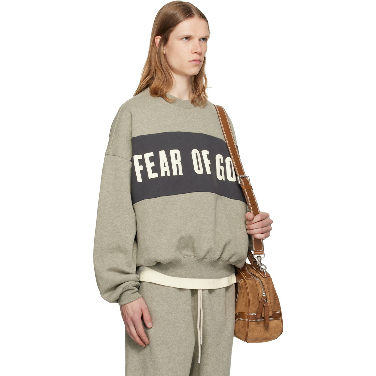 Fear of God ESSENTIALS Gray Cropped Relaxed Panelled Sweatshirt