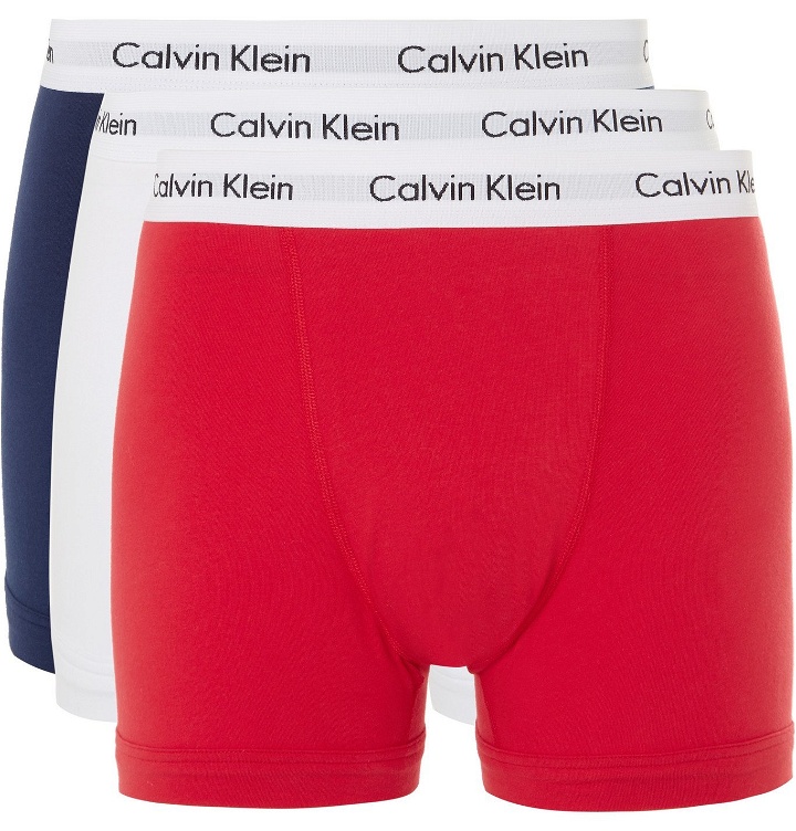 Photo: Calvin Klein Underwear - Three-Pack Stretch-Cotton Boxer Briefs - Red