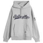 A Bathing Ape Men's Baseball Logo Relaxed Fit Pullover Hoodie in Grey