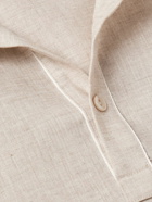 Agnona - Grandad-Collar Linen Shirt - Neutrals