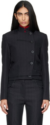 OPEN YY Black Stripe Double-Breasted Blazer