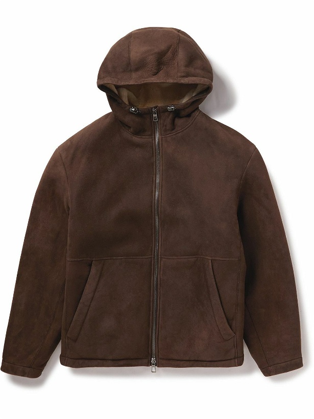 Photo: Loro Piana - Shearling-Lined Suede Hooded Jacket - Brown